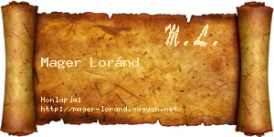 Mager Loránd névjegykártya